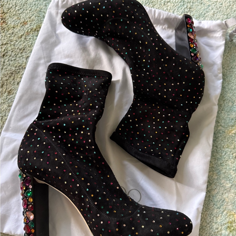 Jimmy Choo Maine 100 suede crystal sock boots size 41